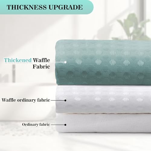 YI & ZE Teal Blue Waffle Weave Shower Curtain with Snap-in Liner, 72W x 72L | Slub Textured Heavy Fabric, Waterproof & Washable, Equipped with 12 Metal Hooks - color: Waffle Teal, size: 72"W x 72"L (Pack of 1)