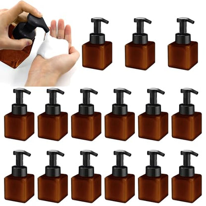 15 Pcs 8.5 oz Foaming Soap Dispenser Plastic Foaming Pump Bottle, Refillable Dispenser with Plastic Pump, Empty Hand Bottles for Liquid Soap, Shampoo, Bathroom,Hotel,Restaurant (15, Brown) - color: Brown, size: 15