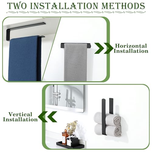 Alise Hand Towel Holder Self Adhesive Towel Bar for Bathroom,Matte Black | Towel Hanger for Bathroom,SUS304 Stainless Steel Towel Rack for Kitchen Under Sink Cabinet Wash Basin Side,No Drilling - color: Matte Black