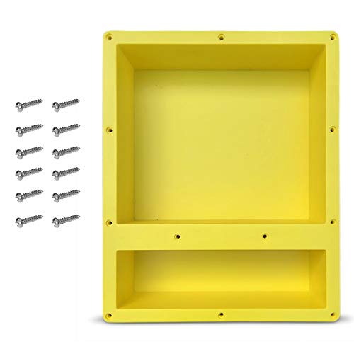 16" x 20" Double Shelf Recessed Shower Niche with Mounting Screws Included, Mounts Flush with 1/2" Backerboard, Ready to Tile, Easy to Install and Waterproof - size: 16" x 20" Double Shelf