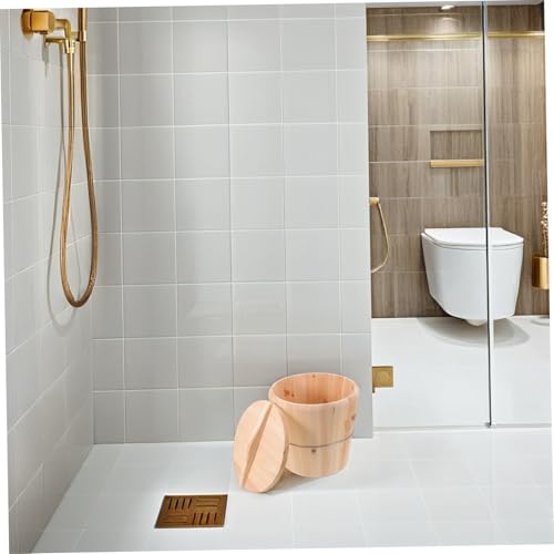 GALPADA Wooden Towel Heating Bucket 25x25x25 Cm with Lid, Large Capacity Sauna Towel Warmer Barrel for Bathroom and Spa Salon Use