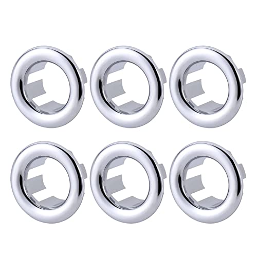 ARCORA 6 Pack Sink Overflow Ring, Bathroom Kitchen Sink Basin Trim Overflow Cover Hole Insert Cap Chrome - color: Chrome-6 Pack