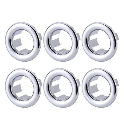 ARCORA 6 Pack Sink Overflow Ring, Bathroom Kitchen Sink Basin Trim Overflow Cover Hole Insert Cap Chrome - color: Chrome-6 Pack