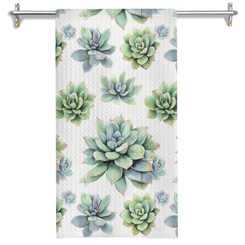 Sage Green Succulent Plant Hand Towels for Bathroom Kitchen, Green Botanical Kitchen Dish Towels, Plant Lovers Mom Lady Gardening Gifts for Women, 16x24 Inches - color: Floral-b
