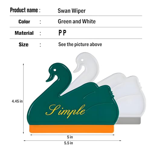 Squeegee Bathroom Glass Door Cleaning Scraper with Hanging Hook, Silicone Mini Kitchen Countertop Squeegee, Water Wiper Scraper for Sink Tiles Cleaning Tools (Swan 2PCS) - color: Swan 2pcs