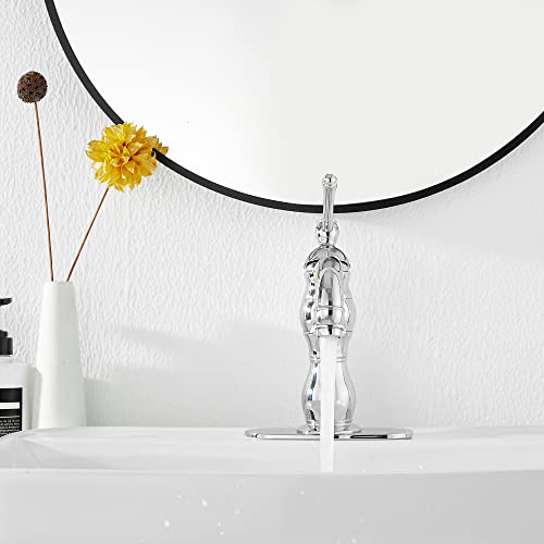 Chrome Bathroom Faucet GGStudy 360° Swivel Bathroom Vanity Faucet Single Handle One Hole Bathroom Sink Faucet Basin Matching Pop Up Drain with Overflow - color: Chrome, size: Short