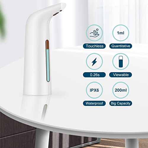 Automatic Soap Dispenser Touchless White Battery Powered | Sensitive Automatic Induction Pump Transparent Liquid Window IPX6 Waterproof for Home And Commercial Space Use - color: White