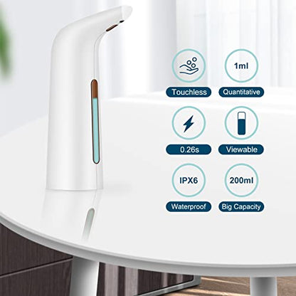 Automatic Soap Dispenser Touchless White Battery Powered | Sensitive Automatic Induction Pump Transparent Liquid Window IPX6 Waterproof for Home And Commercial Space Use - color: White