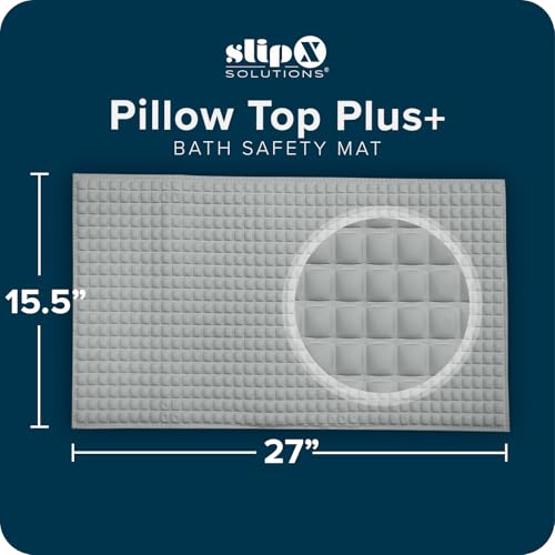 SlipX Solutions Pillow Top Soft Padded Non Slip Bathtub Mat, 27x15.5, Gray | Soft Anti Slip Bath Tub And Shower Mat, 700 Air-Filled Pillows, Strong Suction Cups, Extra Comfort Underfoot - color: Gray