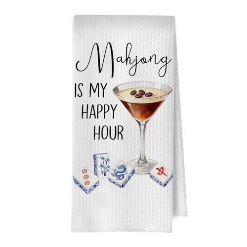 Mahjong Gifts Kitchen Towels - Espresso Martini Gifts Decorative Waffle Dish Towels, Mahjong Gift Hand Towel, Hostess Gift Tea Towel, 16×24 Inches - color: Mahjong- 36