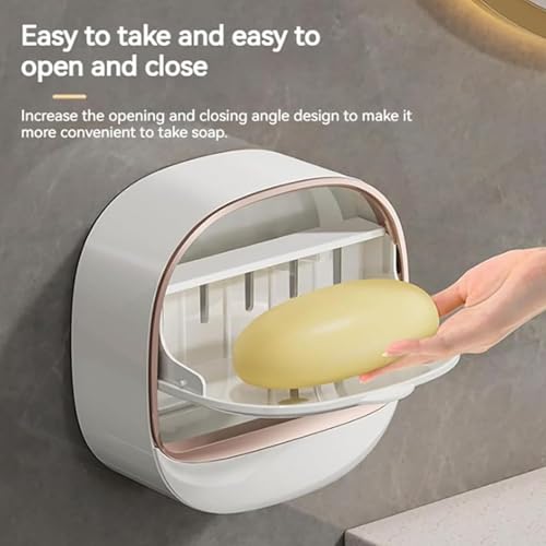 Soap Holder Dish Shower, Bar Soap Holder with Drainage, Self Draining Soap Holder, Wall Mounted Soap Box Tray Container for Bathroom, Bathtub Kitchen Sink (1PC White) - color: 1pc White