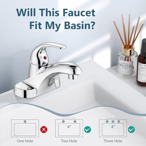 Polish Chrome Bathroom Sink Faucet,Single Handle 4 Inch Centerset | Single-Handle RV Bathroom Faucet Fits 4-Inch Centerset Sinks,Includes Hot And Cold Supply Lines And A Matching Pop-Up Drain - color: Polish Chrome