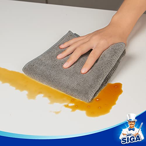 MR.SIGA Microfiber Cleaning Cloths, Streak Free Microfiber Towels, 12 Pack | All-purpose microfiber cloths, ultra absorbent, reusable household cleaning towels, Gray, 32 x 32 cm(12.6 x 12.6 inch) - color: Grey