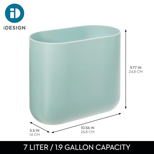 iDesign Small Slim Plastic Bathroom Trash Can, 2-Pack, Blue | Garbage Can for Bedroom, Office, Desk, Dorm - color: Soft Aqua, style: Pack of 2