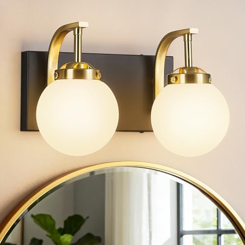 2 Lights Bathroom Vanity Light Fixtures Over Mirror Modern Sand Black Gold Wall Sconce Vanity Light for Bathroom Lighting - color: Sand Black Gold, size: M Size Shade-2 Lights
