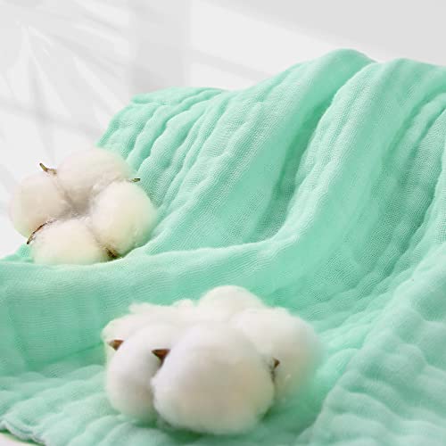 Baby Bath Towels, Super Soft Cotton Receiving Blanket for Baby's Delicate Skin,2Pack Swaddle Blanket for Newborns Toddlers Boy Girl,Baby Registry as Shower (White+Green) - color: White+green