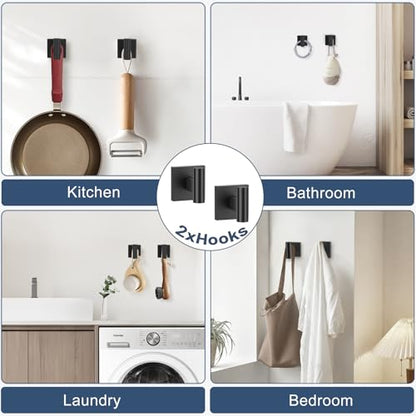 TURS 5-Pieces Matte Black Bathroom Hardware Set 23.6 Inch SUS304 Stainless Steel Towel Bar Set Wall Mounted Bathroom Accessories Set - color: Matte Black, size: 5-Pieces Set-B