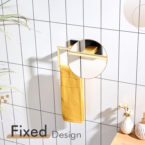 KOKOSIRI Towel Ring Holder Bathroom Lavatory Hand Towel Rack Wall Mounted Bathroom Hardware T-304 Stainless Steel Matte Black and Gold, B3004GDK - color: Black Gold, size: 1 Pack