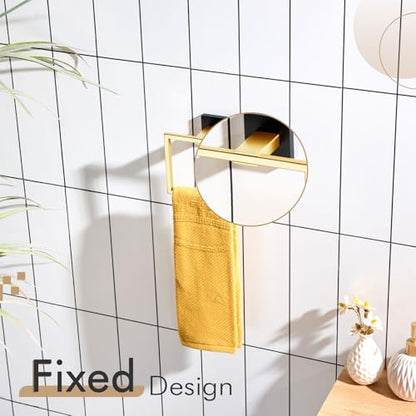KOKOSIRI Towel Ring Holder Bathroom Lavatory Hand Towel Rack Wall Mounted Bathroom Hardware T-304 Stainless Steel Matte Black and Gold, B3004GDK - color: Black Gold, size: 1 Pack
