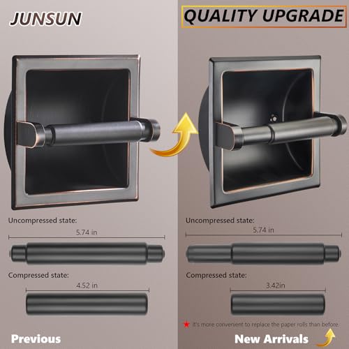 JunSun Oil Rubbed Bronze Recessed Toilet Paper Holder Stainless Steel ORB Toilet Paper Roll Holder Tissue Holder Tissue Roll Holder 6" X 6" Square Jumbo Mega Roll Holder Rear Mounting Bracket Included - color: Oil Rubbed Bronze