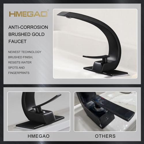 Bathroom Sink Faucet Matte Black Bathroom Faucet for Sink 1 Hole or 3 Holes Single Handle Basin Faucet with 6-inch 10-inch Deckplate - color: Matte Black, style: No Drain