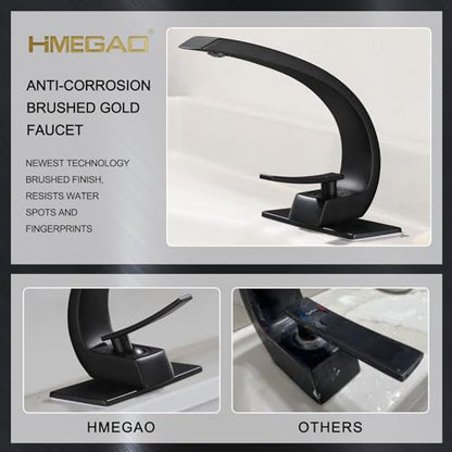 Bathroom Sink Faucet Matte Black Bathroom Faucet for Sink 1 Hole or 3 Holes Single Handle Basin Faucet with 6-inch 10-inch Deckplate - color: Matte Black, style: No Drain
