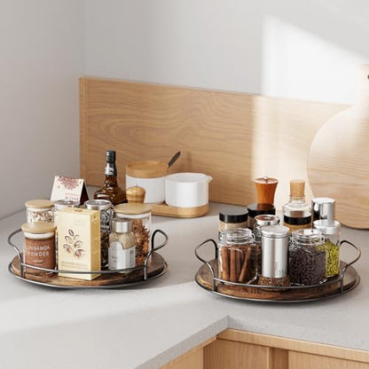 LAMU Lazy Susan Organizer, 11'' Lazy Susan Turntable for Cabinet, Table Top, Kitchen, Countertop, Bathroom, Pantry, Spice Organization, Wooden,1 Pack - size: 11in 1 Pack