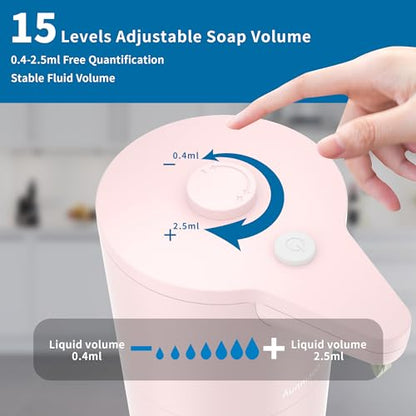 Automatic Soap Dispenser Touchless, Modern, Kitchen & Bathroom, Hands-Free, Adjustable Volume, Long Battery Life, Compatible with Thick & Thin Soap, Easy for Toddlers, Clog-Free, Pink - color: Matte Pink