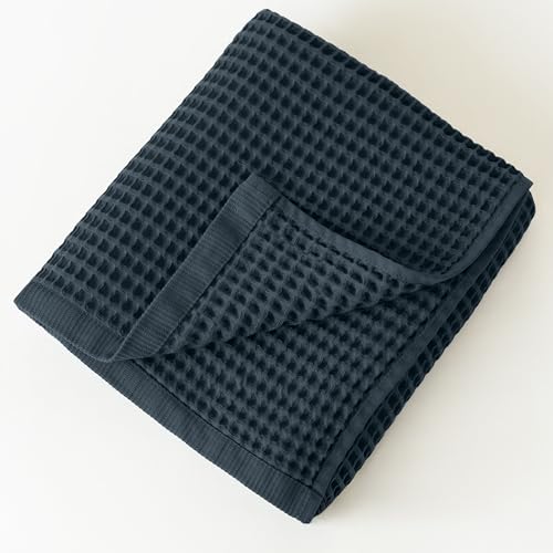 Premium Oversized Waffle Bath Towel Pack of 2 Extra Large 35x71 inch - 100% Turkish Cotton Waffle Weave Quick Dry Absorbent Lint Free Bath Sheet Towels (Anthracite, Set of 2 Bath Towels) - color: Anthracite, size: Set of 2 Bath Towels