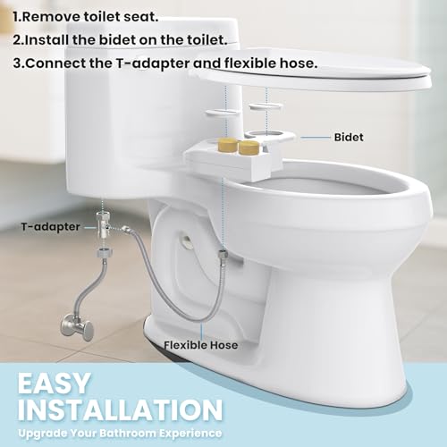 Toilet Bidet With Left/Right Side Reversible Design, Fresh Water, Non-Electric, Toilet Bidet Attachment, Right/Left Hand Side with Dual Nozzle, Self-Clean, Easy to Install (Bamboo Knob) - color: Bamboo Knob
