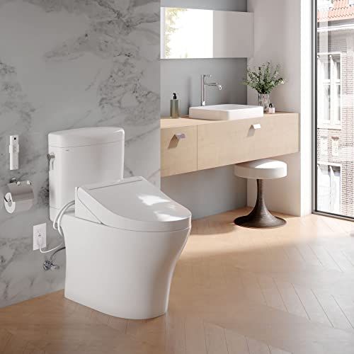 TOTO® WASHLET® C5 Electronic Bidet Toilet Seat with PREMIST and EWATER+ Wand Cleaning, Round, Cotton White - SW3083#01 - size: C5Round