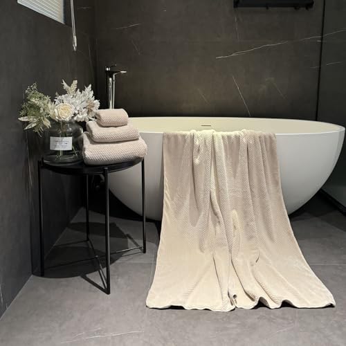 Oversized Bath Towels Extra Large 40x80 Inches Bath Sheets for Adults Super Soft Quick Dry Highly Absobent Microfiber Shower Towels (6 Piece,Beige) - color: Beige 6 Piece, size: 6 Piece