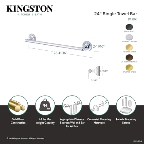 Kingston Brass BA311BB Classic Towel-Bar, Brushed Brass - color: Brushed Brass