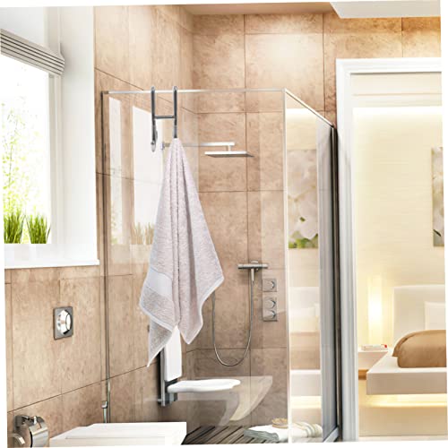 WOONEKY Stainless Steel Bathroom Hook Over Door Shower Organization Hooks Installation Towel Loofah Bathrobe Squeegee Holder - size: 12.00X11.30X4.80CM
