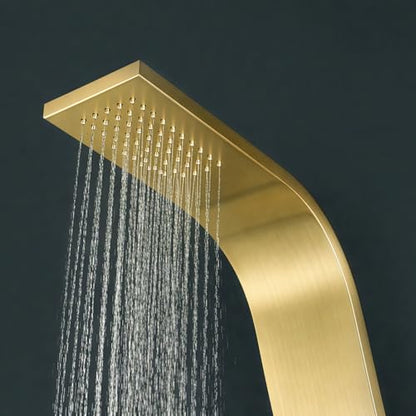 ANZZI Aura Series 39" Shower Panel Tower System | Full Body 2-Jetted Shower Tower, Head Panel with Heavy Rain Overhead, Euro-Grip Wall Mount Handheld Wand, DIY Friendly – Brushed Gold