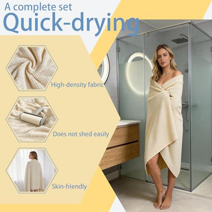 Extra Large Microfiber Bath Towels Set of 6 for Adults, 35″ x 70″, Soft and Super Absorbent, Quick Dry, No Fading and No Lint, Luxury Towel Set for Bathroom, Spa, Gym, Travel - Khaki - color: Khaki 6-pack