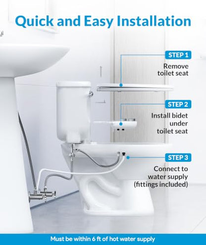 CLEAR REAR Bidet Attachment for Toilet Seat - Non-Electric with Self Cleaning Dual Nozzles, Leak Proof Connectors, Adjustable Water Spray, Rear & Feminine Wash - Hygienic Bathroom Upgrades (Warm/Cold) - color: E. White