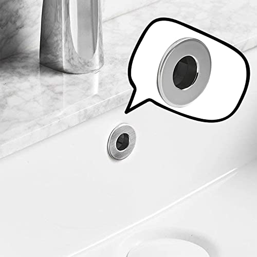 Brushed Nickel Sink Basin Trim Overflow Cover Brass Insert in Hole | Round Caps Pack of 2 by Homevacious - color: Brushed Nickel-2pack