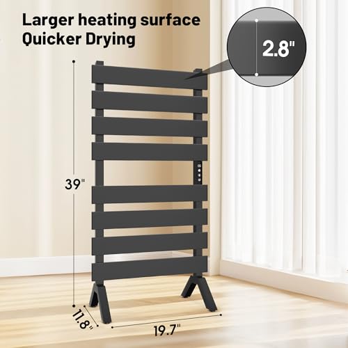 Poloma Freestanding Heated Towel Racks for Bathroom, Towel Warmer Rack, Towel Dryer, Matt Black. CSA Certified. | 2 IN 1 Freestanding & Wall Mounted, Electric Towel Dryer, Matt Black. CSA Certified. - size: WIDE BAR