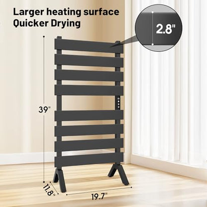 Poloma Freestanding Heated Towel Racks for Bathroom, Towel Warmer Rack, Towel Dryer, Matt Black. CSA Certified. | 2 IN 1 Freestanding & Wall Mounted, Electric Towel Dryer, Matt Black. CSA Certified. - size: WIDE BAR