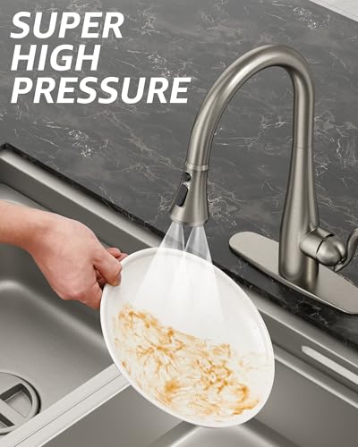 Mbillion Universal Brushed Nickel Kitchen Faucet Sprayer Head Replacement | 3 Function ABS Sink Faucet Head, Pull-Down Nozzle with 14 Adapters, Compatible with Moen,Delta,Kohler,WEWE American Standard - color: Brushed Nickel