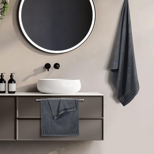 Ultra Soft 3 Pack Cotton Towel Set, Contains a Bath Towels 28x55 inch, a Hand Towels 16x24 inch & a Wash Cloths 12x12 inch, Ideal Everyday use, Compact & Lightweight - Charcoal Grey - color: Charcoal Grey, size: 3 Pack Set
