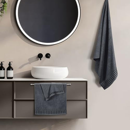 Ultra Soft 3 Pack Cotton Towel Set, Contains a Bath Towels 28x55 inch, a Hand Towels 16x24 inch & a Wash Cloths 12x12 inch, Ideal Everyday use, Compact & Lightweight - Charcoal Grey - color: Charcoal Grey, size: 3 Pack Set