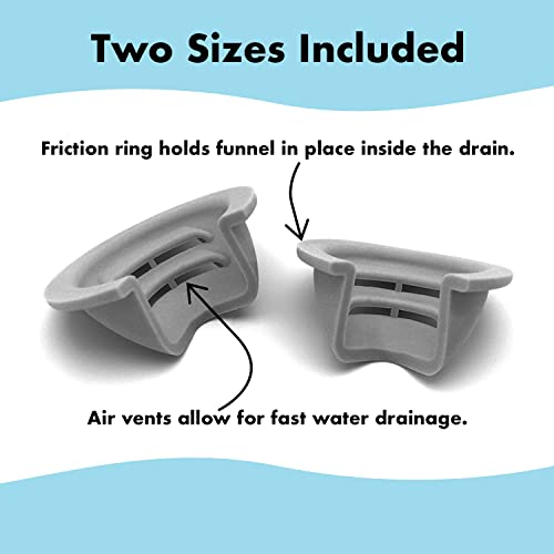 Bathtub Drain Funnel for Hair Clog Prevention, 2 Size Pack 1.3"-1.7" Tub Drains (Gray)