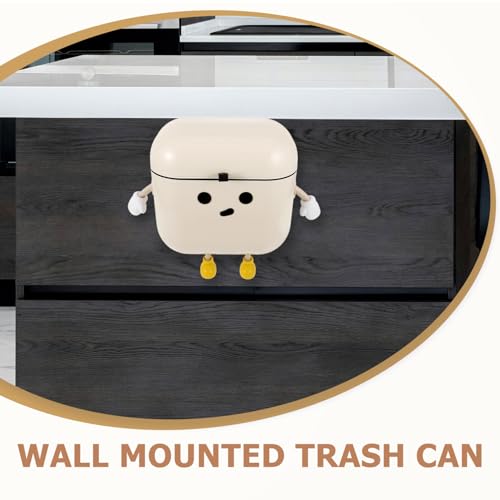 ABOOFAN Wall Mounted Trash can with Lid Hanging Kitchen Trash can for Cabinet Door Waste Basket for Kitchen Space Saving Bin for Home Organization 10.23 X 9.84 X 5.90 in