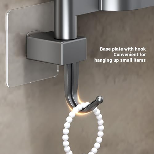 Buachois Swivel Towel Bar, 4 Arm Wall Mounted Rotating Towel Rack Holder with Hooks ABS Black for Bathroom Kitchen Balcony (3 Rods) - color: 3 Rods