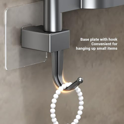 Buachois Swivel Towel Bar, 4 Arm Wall Mounted Rotating Towel Rack Holder with Hooks ABS Black for Bathroom Kitchen Balcony (3 Rods) - color: 3 Rods