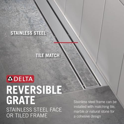 Delta Faucet 24-Inch Linear Shower Drain Wall Edge in Black Stainless - color: Black Stainless