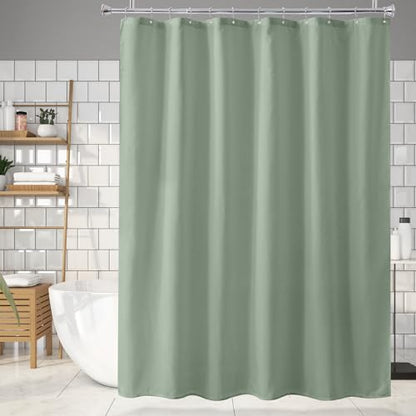 Sage Green Shower Liner Cloth Waterproof, Soft Sage Green Shower Curtain Liner Fabric with Weighted Stones, Washable Shower Curtain and Liner 2-in-1, 12 Grommet Holes, 72 x 72 Inches - color: Sage Green, size: 72"W x 72"L (Pack of 1)