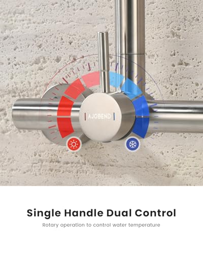 Wall Mount Kitchen Faucet Single Handles, 8 Inch Center Wall Commercial Utility Sink Faucet with Pull Out Sprayer 3 Modes, Stainless Steel, Brushed Nickel - color: Single Handle-Nickel, style: Wall Mount